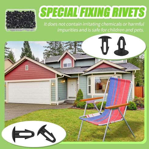 100 Pcs Strapping Rivets 15/64 Inch Hole Patio Strapping Fasteners for Patio Furniture Repair Webbing Lawn Chair Lounge Accessories, 0.66 x 0.48 Inch (Black) in Kuwait