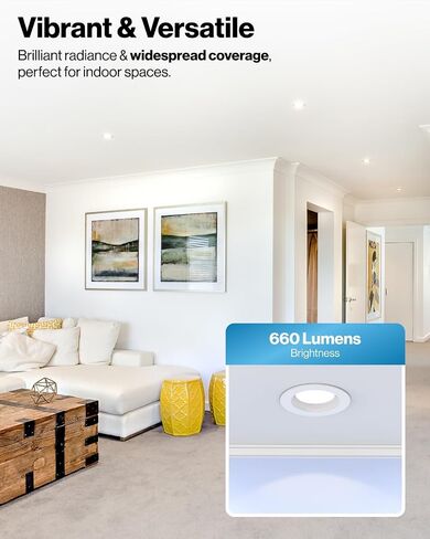 Sunco 24 Pack 5CCT LED Recessed 4 Inch, 3000K/4000K/5000K/6000K/6500K Selectable, Dimmable Can Lights, Smooth Trim, 11W=60W, 660LM, Damp Rated, Retrofit Installation - UL Certified in Kuwait