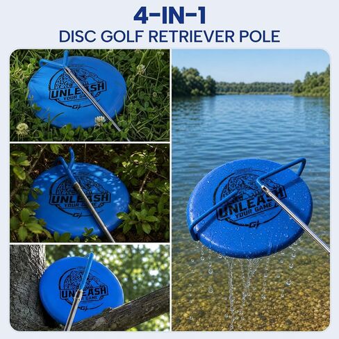 4-in-1 Disc Golf Retriever Pole 16 Feet, Telescopic Discs Retriever with Durable Stainless Steel Frame and Carry Bag - Disc Golf Accessories for Water Trees Bushes in Kuwait