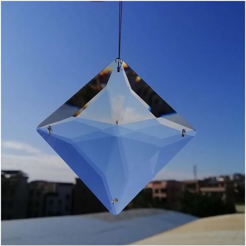 Hanging Crystals Prisms 1PCS 60mm (4 Holes) K9 Faceted Square Crystal Pendant Prism Bead Lamp Part Hanging Chandelier Hangings Crystals for Decoration in Kuwait