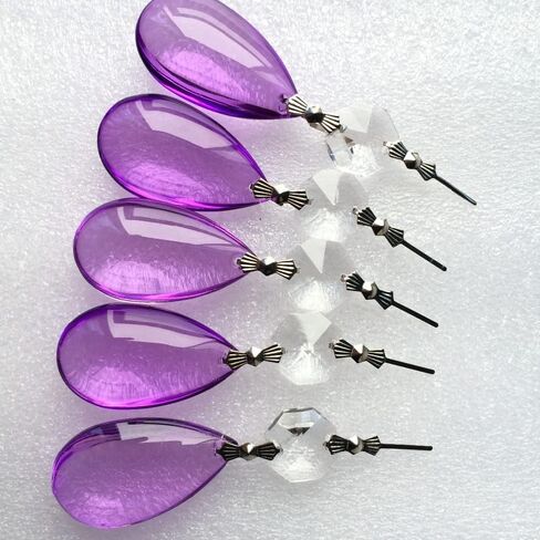 Hanging Crystals Prisms 10pcs/lot 72mm Purple Crystal Pendant Glass Hanging Drops Hangings Crystals for Decoration in Kuwait