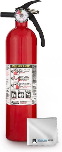 Kidde FA110 Multipurpose Fire Extinguishers 1 Pack - Red, (Rating 1-A:10-B:C) Includes Wholesalehome Cleaning Cloth in Kuwait