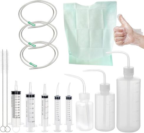 Soft & Liquid Diet Kit - 28 Pc Jaw Surgery Recovery Feeding Set with Syringes, Squeeze Bottles, Tubing & Connectors | for Post-Op Liquid Diets, Pet Feeding, Epoxy Resin, Oils & Industrial Dispensing in Kuwait