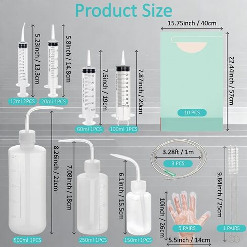 Soft & Liquid Diet Kit - 28 Pc Jaw Surgery Recovery Feeding Set with Syringes, Squeeze Bottles, Tubing & Connectors | for Post-Op Liquid Diets, Pet Feeding, Epoxy Resin, Oils & Industrial Dispensing in Kuwait