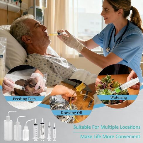 Soft & Liquid Diet Kit - 28 Pc Jaw Surgery Recovery Feeding Set with Syringes, Squeeze Bottles, Tubing & Connectors | for Post-Op Liquid Diets, Pet Feeding, Epoxy Resin, Oils & Industrial Dispensing in Kuwait
