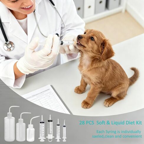 Soft & Liquid Diet Kit - 28 Pc Jaw Surgery Recovery Feeding Set with Syringes, Squeeze Bottles, Tubing & Connectors | for Post-Op Liquid Diets, Pet Feeding, Epoxy Resin, Oils & Industrial Dispensing in Kuwait