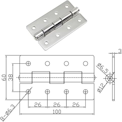 304 Stainless Steel Heavy Duty Load-Bearing Folding Hinges Large Mechanical Equipment 1Pcs(304 Mirror) in Kuwait