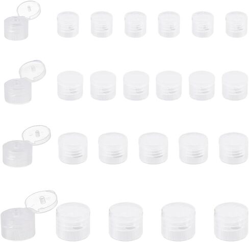 GORGECRAFT 32Pcs 4 Sizes Flip Top Dispensing Cap Black Replacement Bottles Emptying Caps Reusable Plastic Leak-Proof Snap Top Stopper Plug for Shampoo Moisturizer Squeeze Bottles Spill Proof Caps in Kuwait