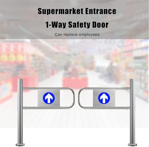 Swing Safety Gate,Automatic Stainless Steel Swing Gate - Durable Safety Door for Supermarkets, Libraries & Scenic Stores, 50x97 cm Entrance Barrier (Silver) in Kuwait