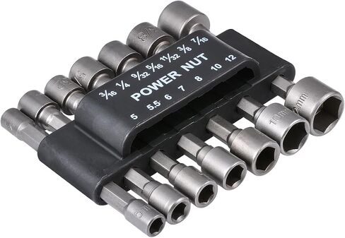 14 Pcs Power Nut Driver Set, Metric/Imperial Socket Wrench Screw Driver Kit, 1/4 Inch Hexagonal Quicker Change Chuck Adapter for Hand drill, Cordless drill, Driver, Air wrench, Electric wrench in Kuwait
