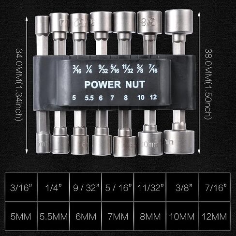14 Pcs Power Nut Driver Set, Metric/Imperial Socket Wrench Screw Driver Kit, 1/4 Inch Hexagonal Quicker Change Chuck Adapter for Hand drill, Cordless drill, Driver, Air wrench, Electric wrench in Kuwait