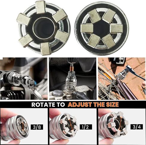 2026 Upgraded Multi-Function Universal Socket Wrench Tool, 3/8''-3/4'' Adjustable Universal Socket, Self-Adjusting Ratchet Adapter for Home DIY, Auto Repair, Maintenance (2Sets) in Kuwait