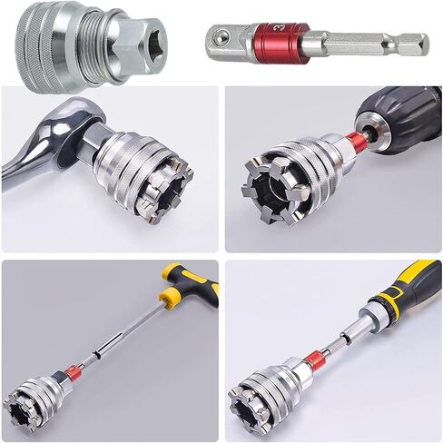 2026 Upgraded Multi-Function Universal Socket Wrench Tool, 3/8''-3/4'' Adjustable Universal Socket, Self-Adjusting Ratchet Adapter for Home DIY, Auto Repair, Maintenance (2Sets) in Kuwait