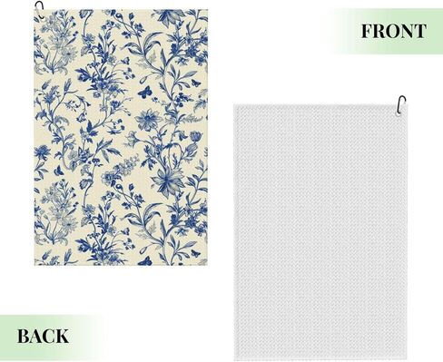 Vintage French Country Floral Golf Towels – 24" x 16.1" Waffle Pattern Microfiber Towel with Built-in Carabiner, Perfect for Cleaning Golf Balls, Clubs, and Eyewear in Kuwait