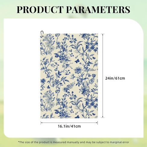 Vintage French Country Floral Golf Towels – 24" x 16.1" Waffle Pattern Microfiber Towel with Built-in Carabiner, Perfect for Cleaning Golf Balls, Clubs, and Eyewear in Kuwait