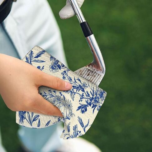 Vintage French Country Floral Golf Towels – 24" x 16.1" Waffle Pattern Microfiber Towel with Built-in Carabiner, Perfect for Cleaning Golf Balls, Clubs, and Eyewear in Kuwait