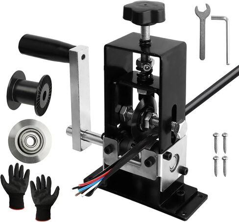 Manual Wire Stripping Machine, Drill Powered Hand Crank Wire Stripper Tool with Extra Replacement Blades, Fits 0.04"-1" Gauge Wires for Scrap Copper Recycling & DIY Projects (Black) in Kuwait