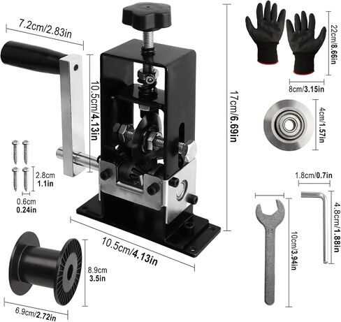 Manual Wire Stripping Machine, Drill Powered Hand Crank Wire Stripper Tool with Extra Replacement Blades, Fits 0.04"-1" Gauge Wires for Scrap Copper Recycling & DIY Projects (Black) in Kuwait