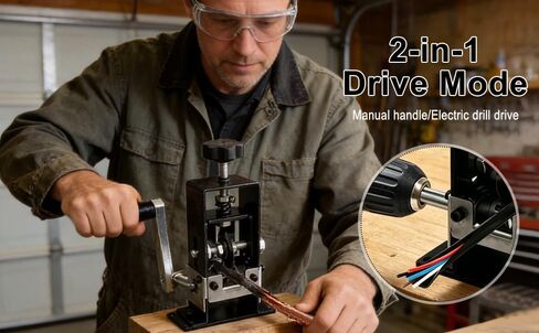 Manual Wire Stripping Machine, Drill Powered Hand Crank Wire Stripper Tool with Extra Replacement Blades, Fits 0.04"-1" Gauge Wires for Scrap Copper Recycling & DIY Projects (Black) in Kuwait