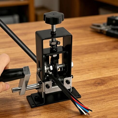 Manual Wire Stripping Machine, Drill Powered Hand Crank Wire Stripper Tool with Extra Replacement Blades, Fits 0.04"-1" Gauge Wires for Scrap Copper Recycling & DIY Projects (Black) in Kuwait
