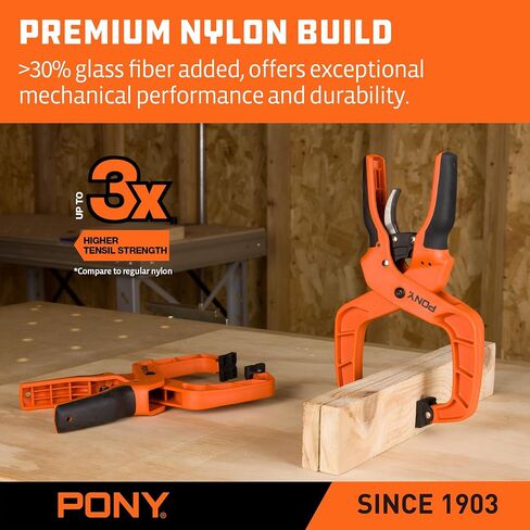 PONY 2-pack 4 بوصة مشابك خشبية سريعة التحرير للأعمال الخشبية، مشابك يدوية احترافية مع تصميم صندوقي مشترك، مقابض مريحة، قوة تثبيت 40 رطل in Kuwait
