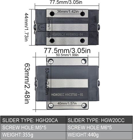 4PCS/Set Steel Slider Block HGH20CA HGW20CC for HGR20 Linear Guides Slides Bearing for Computerized Numerical Control Router(4PCS HGH20CA Steel) in Kuwait