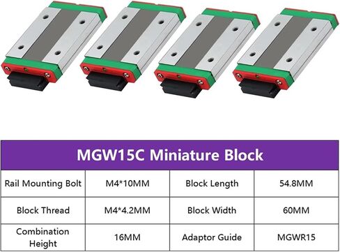 4PCS MGN15C MGN15H MGW15C MGW15H Carriage Block for MGNR15 MGWR15 Linear Guide 3D Printer Computerized Numerical Control Part(4PCS MGW15C) in Kuwait
