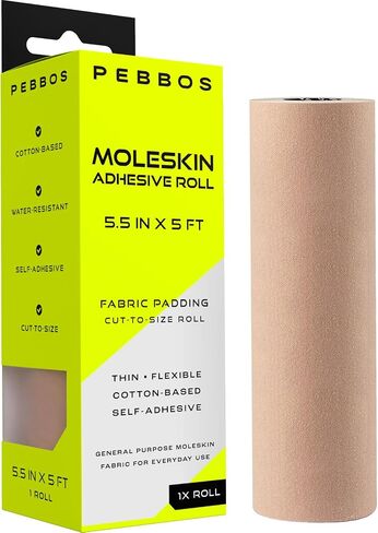 Moleskin Adhesive Roll – 1 Roll – 5.5in x 5ft – Cut-to-Size Cotton Fabric | Thin, Flexible & Water-Resistant in Kuwait