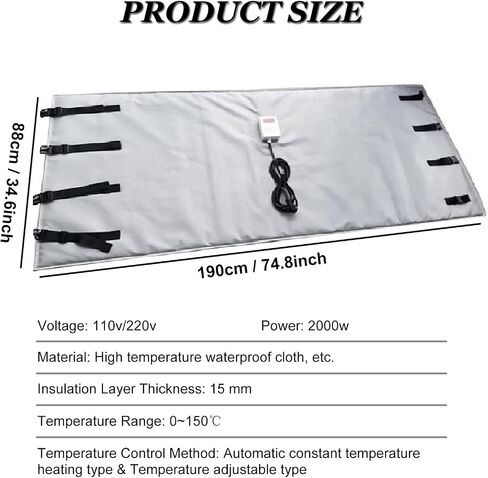 Heavy-Duty 2000W Oil Drum Heater Band - Industrial Silicone Rubber Heater for 55-Gallon Barrels, Honey & Chemical Drums, Metal Heating Pad in Kuwait
