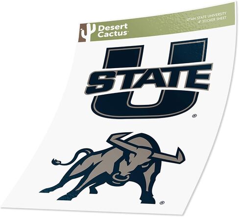 Desert Cactus Utah State University USU Aggies Sticker Vinyl Decal Laptop Water Bottle Car Scrapbook (4 Inch Set V1) in Kuwait