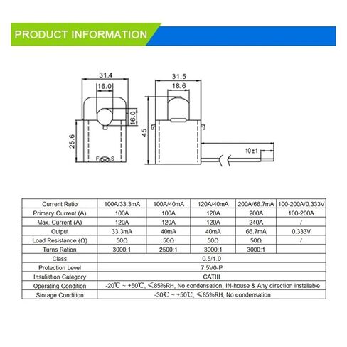 Split Core Current Transformer AC Sensor Window Size 16mm Clamp(60A,1V) in Saudi Arabia