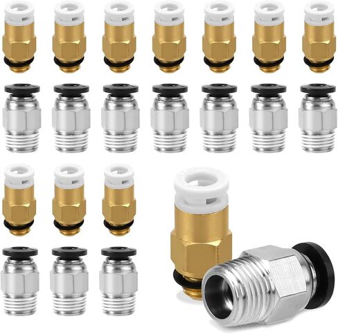 20 Pcs Pneumatic Connector Fittings, PC4-M6 & PC4-M10 Bowden PTFE Tube Push Coupler 3D Printers Accessories for Pneumatic Systems & Long-Distance Extrusion in Kuwait