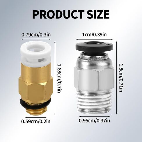 20 Pcs Pneumatic Connector Fittings, PC4-M6 & PC4-M10 Bowden PTFE Tube Push Coupler 3D Printers Accessories for Pneumatic Systems & Long-Distance Extrusion in Kuwait