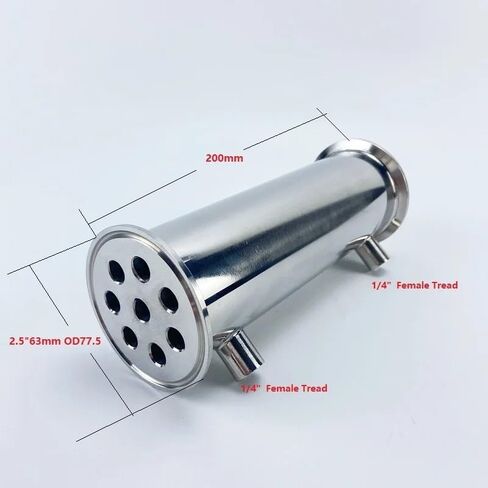 2.5" 63mm(OD77.5mm) Dephlegmator. Length 200mm,With 1/4" Female Tread, Steel 304 in Saudi Arabia