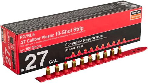 Simpson Strong-Tie P27SL5A P27SL بلاستيك عيار 0.27، أحمال شريطية 10 طلقة، أحمر - مستورد (100-كمية) in Kuwait