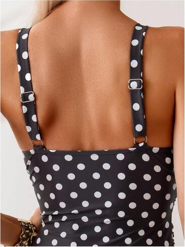 SHENHE Women's Polka Dots One Piece Swimsuit Ruched Wrap Tummy Control V Neck Bathing Suit in Kuwait