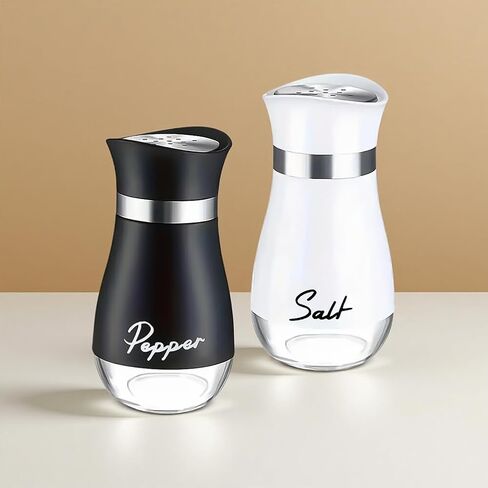 Salt and Pepper Shakers Set, 4 oz Glass Bottom Black White Shaker Sets with Stainless Steel Lids for Kitchen Cooking, BBQ, Bar, RV, Camp in Kuwait