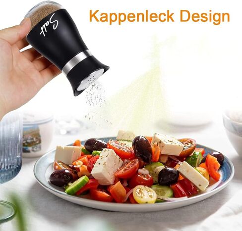 Salt and Pepper Shakers Set, 4 oz Glass Bottom Black White Shaker Sets with Stainless Steel Lids for Kitchen Cooking, BBQ, Bar, RV, Camp in Kuwait