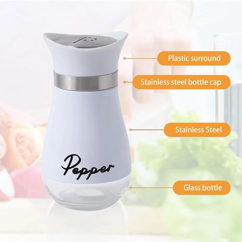 Salt and Pepper Shakers Set, 4 oz Glass Bottom Black White Shaker Sets with Stainless Steel Lids for Kitchen Cooking, BBQ, Bar, RV, Camp in Kuwait