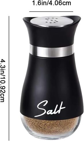 Salt and Pepper Shakers Set, 4 oz Glass Bottom Black White Shaker Sets with Stainless Steel Lids for Kitchen Cooking, BBQ, Bar, RV, Camp in Kuwait