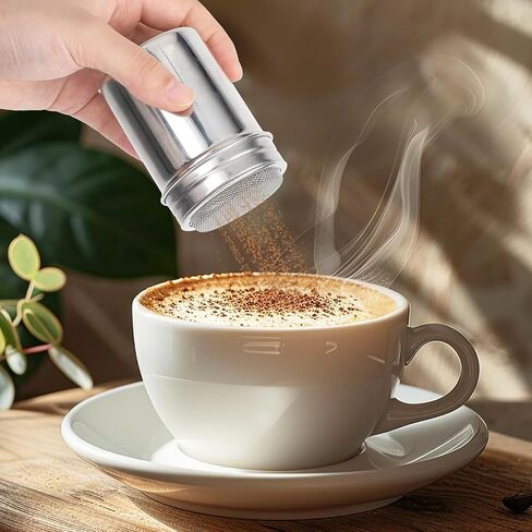Stainless Steel Powder Sugar Shaker Duster with Lid, Fine Mesh Shaker Powder Cans for baking soda Cocoa Cornstarch Coffee Flour in Kuwait