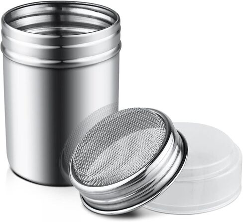Stainless Steel Powder Sugar Shaker Duster with Lid, Fine Mesh Shaker Powder Cans for baking soda Cocoa Cornstarch Coffee Flour in Kuwait