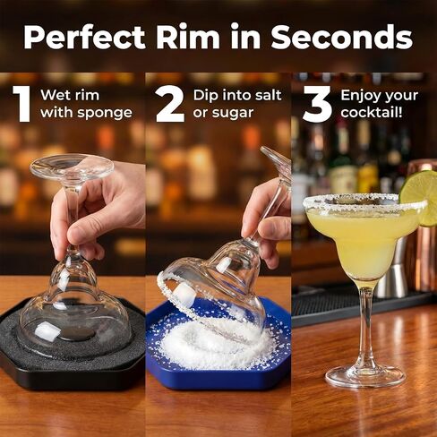 Margarita Salt Rimmer Set of 3, Bar Glass Rimmer for Cocktails Drinks, Drink Salt and Sugar Rimmer Tray, Bar Tool Accessories in Kuwait