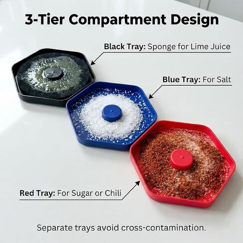 Margarita Salt Rimmer Set of 3, Bar Glass Rimmer for Cocktails Drinks, Drink Salt and Sugar Rimmer Tray, Bar Tool Accessories in Kuwait