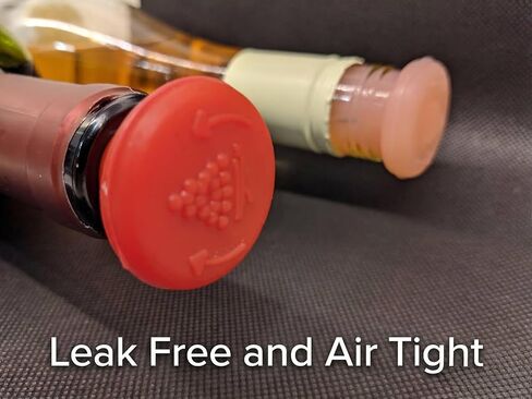 Premium Airtight & Leak-Proof Wine Bottle Stopper Set | Preserve Freshness & Store Bottles Horizontally | Food-Grade Silicone, Grape Logo Design, Fits Most Bottles | Pack of 5 - Mixed Colors in Kuwait
