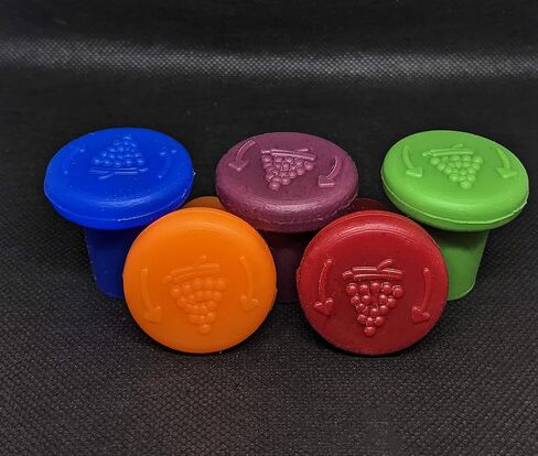 Premium Airtight & Leak-Proof Wine Bottle Stopper Set | Preserve Freshness & Store Bottles Horizontally | Food-Grade Silicone, Grape Logo Design, Fits Most Bottles | Pack of 5 - Mixed Colors in Kuwait