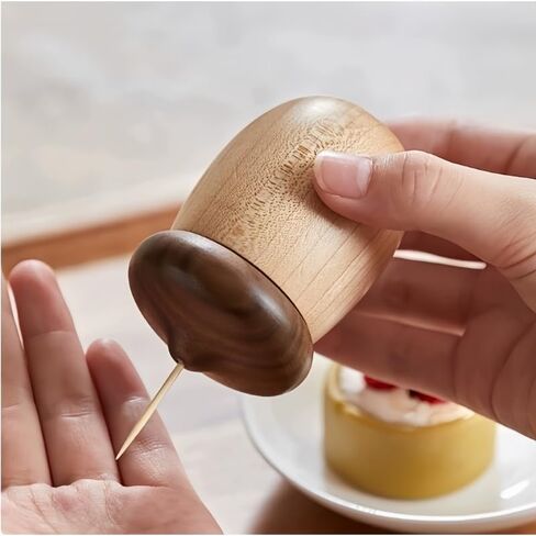 حامل أعواد أسنان خشبي على شكل فطر لمسة نهائية من الخشب الطبيعي بتصميم بلوط لطيف وموزع على الطاولة للمطبخ وتناول الطعام وديكور المنزل، بلوط in Kuwait