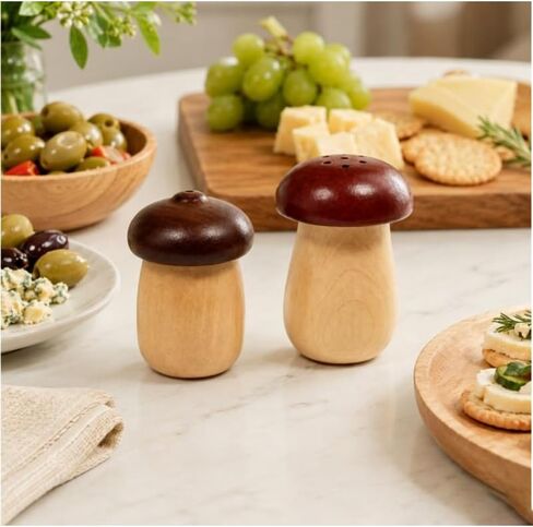 حامل أعواد أسنان خشبي على شكل فطر لمسة نهائية من الخشب الطبيعي بتصميم بلوط لطيف وموزع على الطاولة للمطبخ وتناول الطعام وديكور المنزل، بلوط in Kuwait