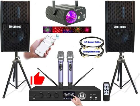 نظام كاريوكي رقمي احترافي كامل من SINGTRONIC بقدرة 3000 وات مع HDMI وواي فاي وبلوتوث وتسجيل USB لأغاني غير محدودة مجانًا in Kuwait