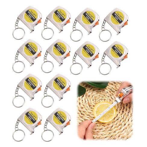 12 Pcs Mini Tape Measure Keychain, 3ft Retractable Bulk | Dual scale steel pocket measuring tape with slide lock for sewing, fabric, craft, home, DIY, travel, and everyday measuring in Kuwait